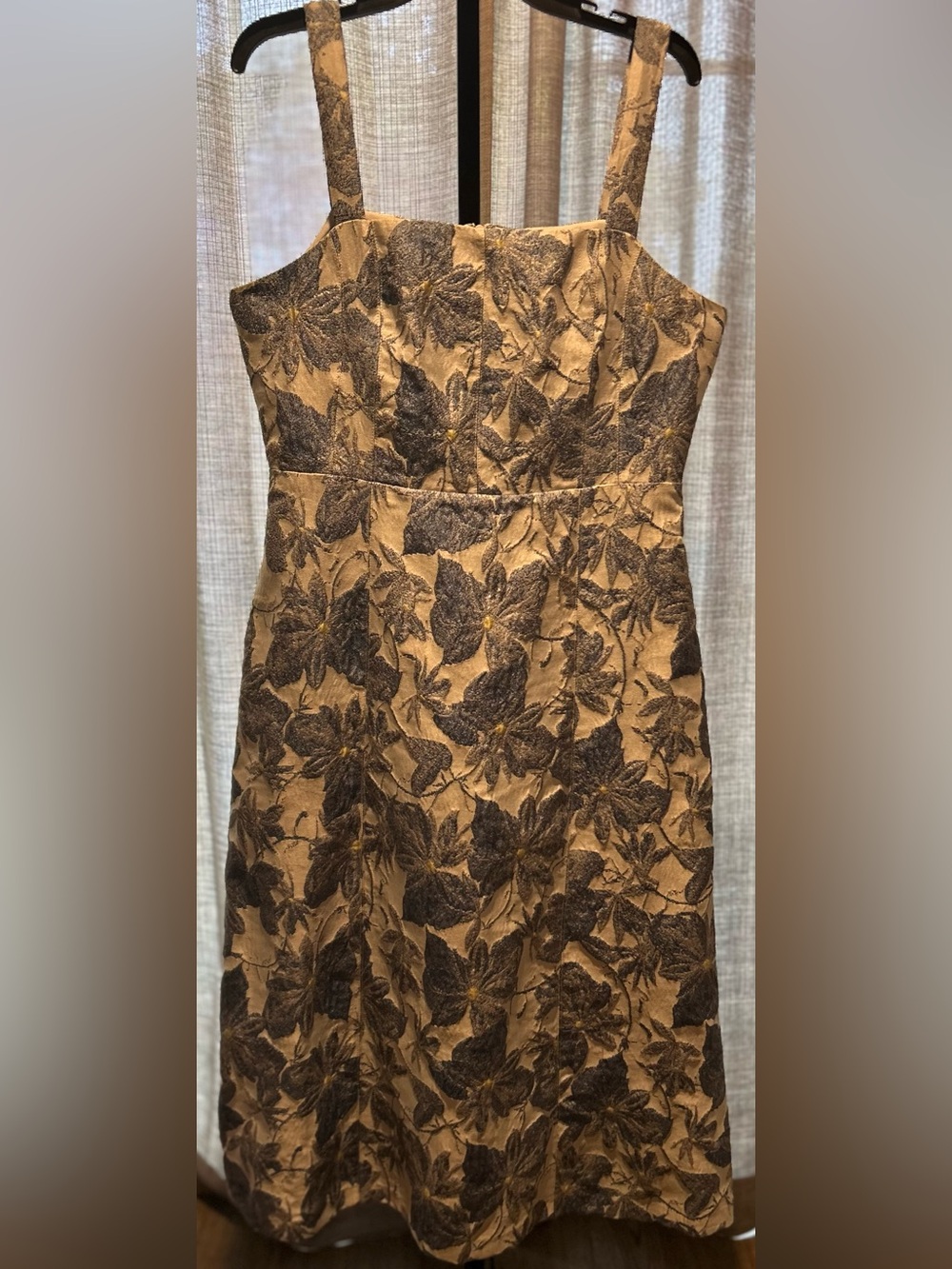 Adelyn Rae Floral Brocade Dress in Grey & Warm Blue
